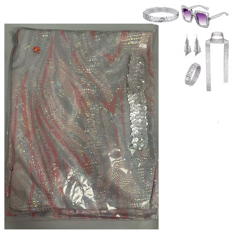 Jaren '70 Dames Discojurk Hippie Kostuums Ketting Oorbellen Bril, Jaren '60 Verjaardagsoutfits, Jaren '70 Gala Bling Jurk