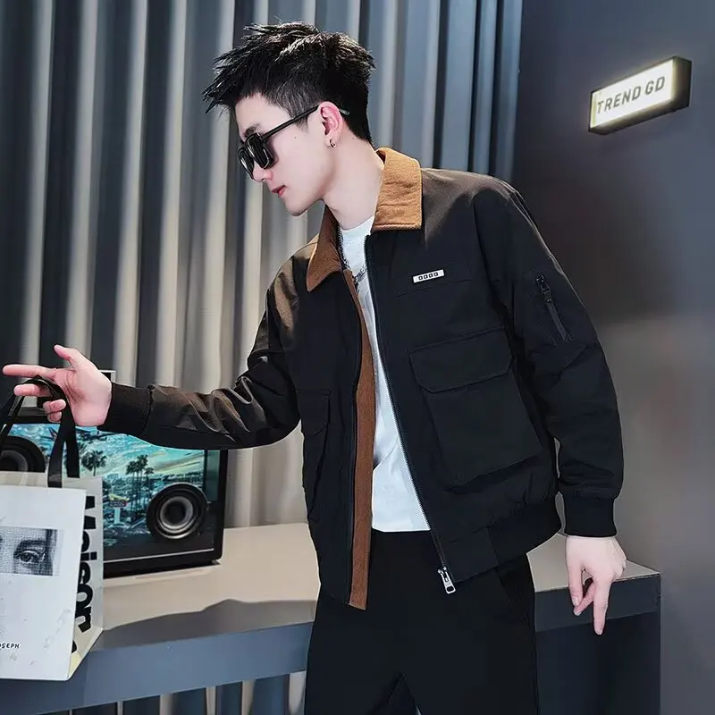 

Высококачественный модный брендовый джет из сращенной кожи, мужской весенне-осенний новый крутой мотоциклетный байкерский джет, мужская верхняя одежда