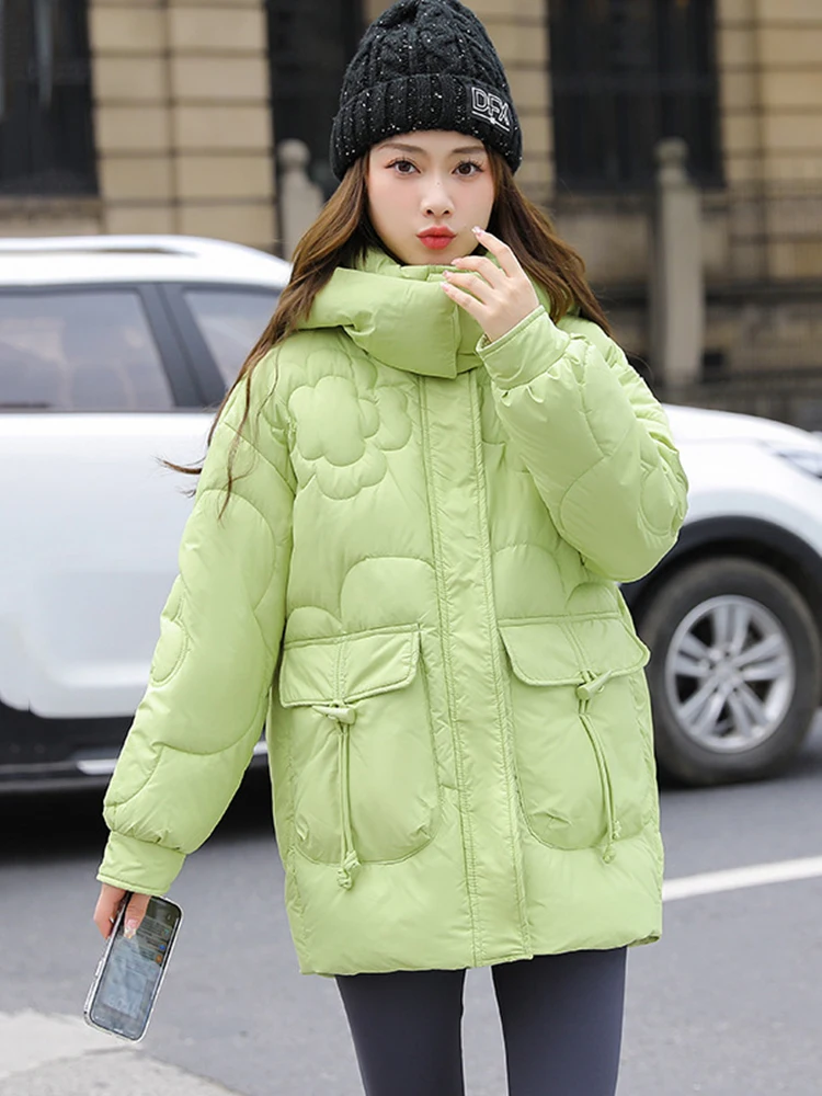 

2023 Winter Down Jacket Thick Warm Women Parkas Hooded Overcoat Female Puffer Jacket Korean Fashion Windproof Outwear