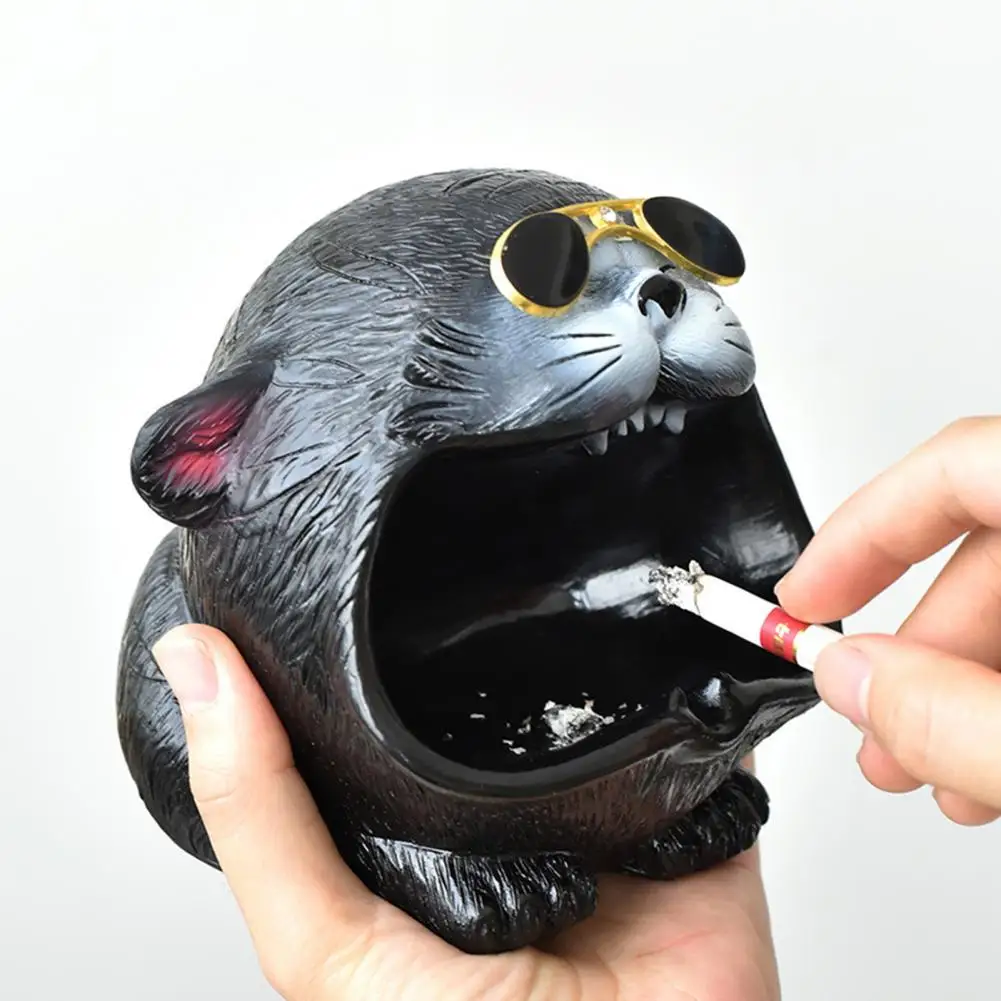 Semi-enclosed Tiger Ashtray Handmade Tiger Bulldog Ashtray Fireproof Coating Windproof Design Unique for Home for Entertaining