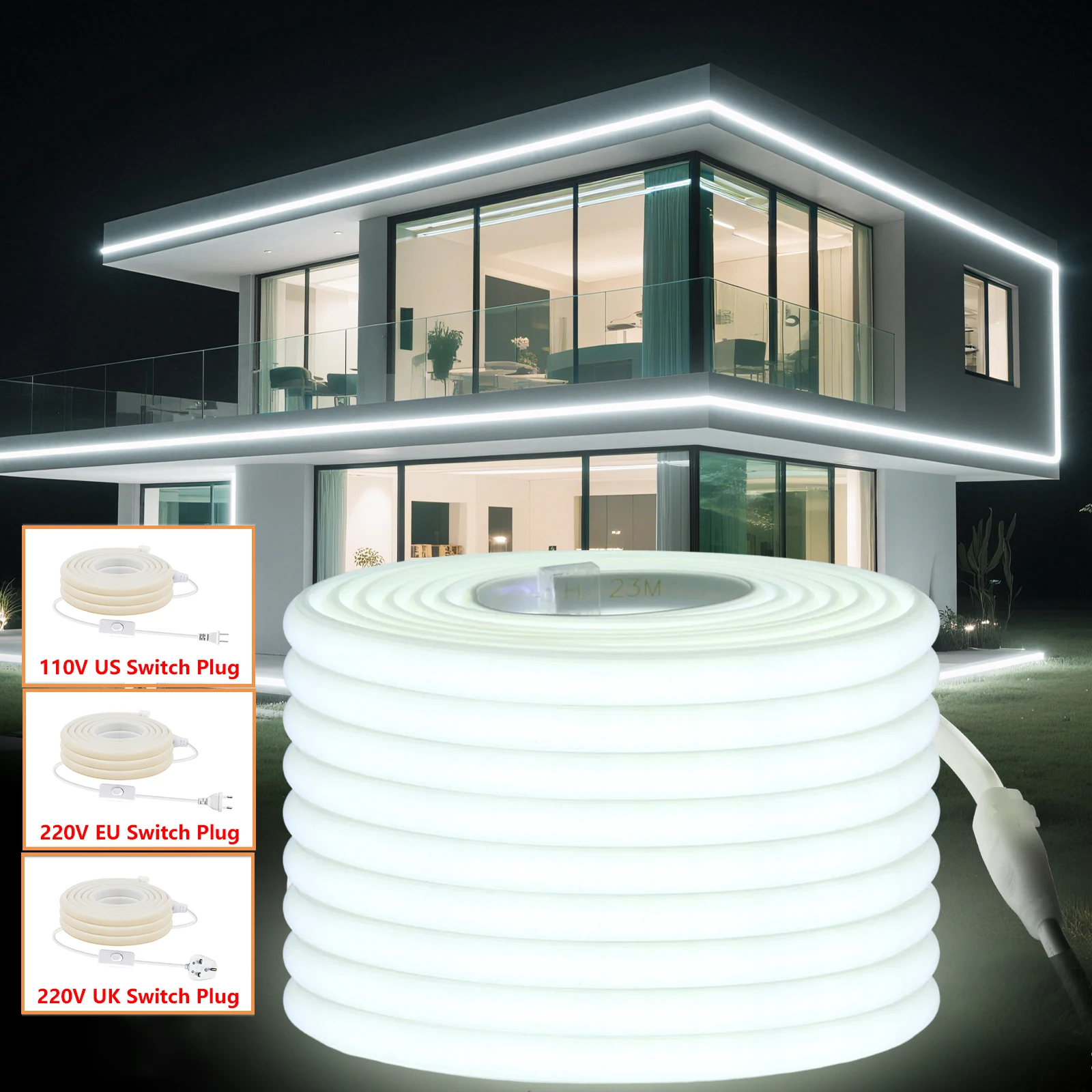 110V 220V COB LED Strip RA90 Super Bright 288LEDs/m Flexible Tape Waterproof LED Strip with Switch and Plug Home Garden Decor