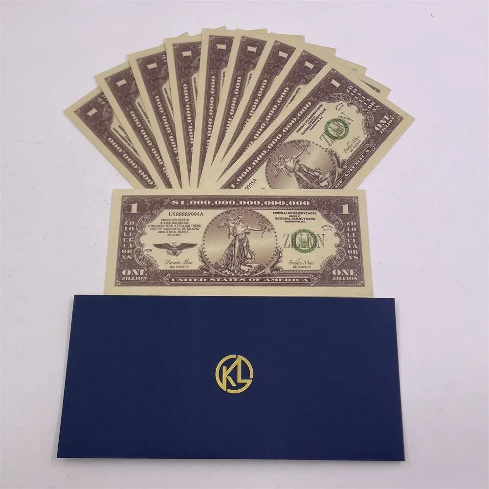 Wholesale 10PCS /100PCS American One zillion Dollar Paper Statue of Liberty UV Anti-counterfeiting Serial Number Collection