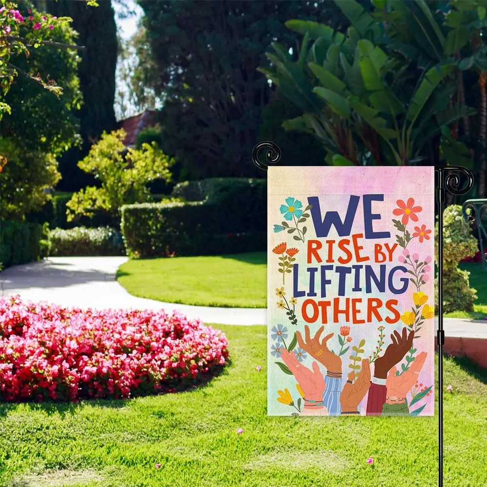 We Rise By Lifting Others Garden Flag, Spring Resist Peace Flags for Outdoors, Equality Human Right Social Justice Community zzo