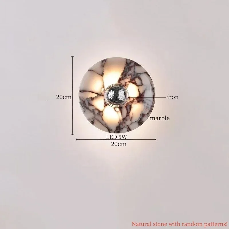 Patterned Marble LED Wall Sconce Kitchen Bedroom Lamps Home Decoration Nordic Minimalism Living Room Lights Lampara Pared