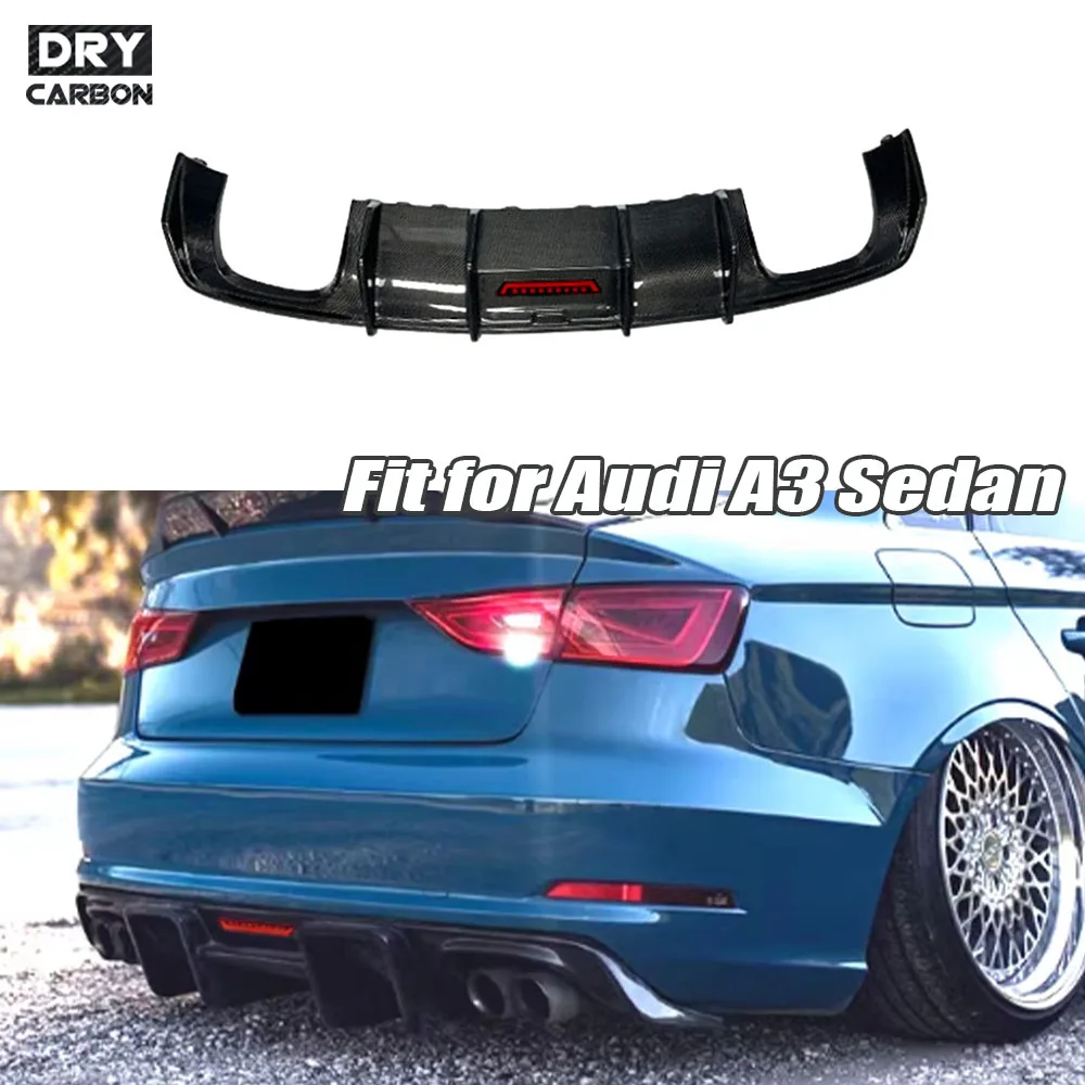Para Audi A3 Sedan 2013-2016 difusor de labio trasero de fibra de carbono alerón de parachoques FRP difusor de parachoques trasero de coche Kits de carrocería Accesorios