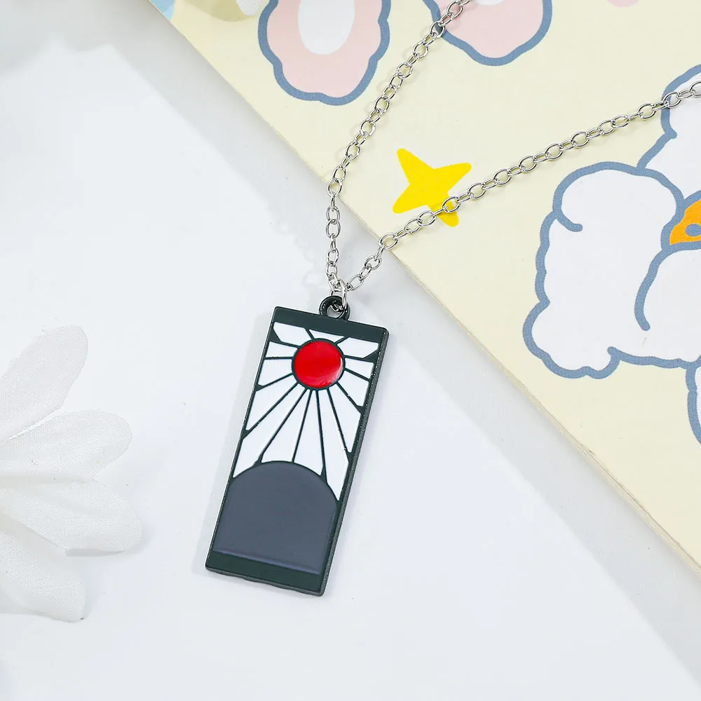 Demon Slayer Necklace, Tanjiro Kamado Hanafuda Pendant Necklace Anime Cosplay Jewelry Gift for Fans