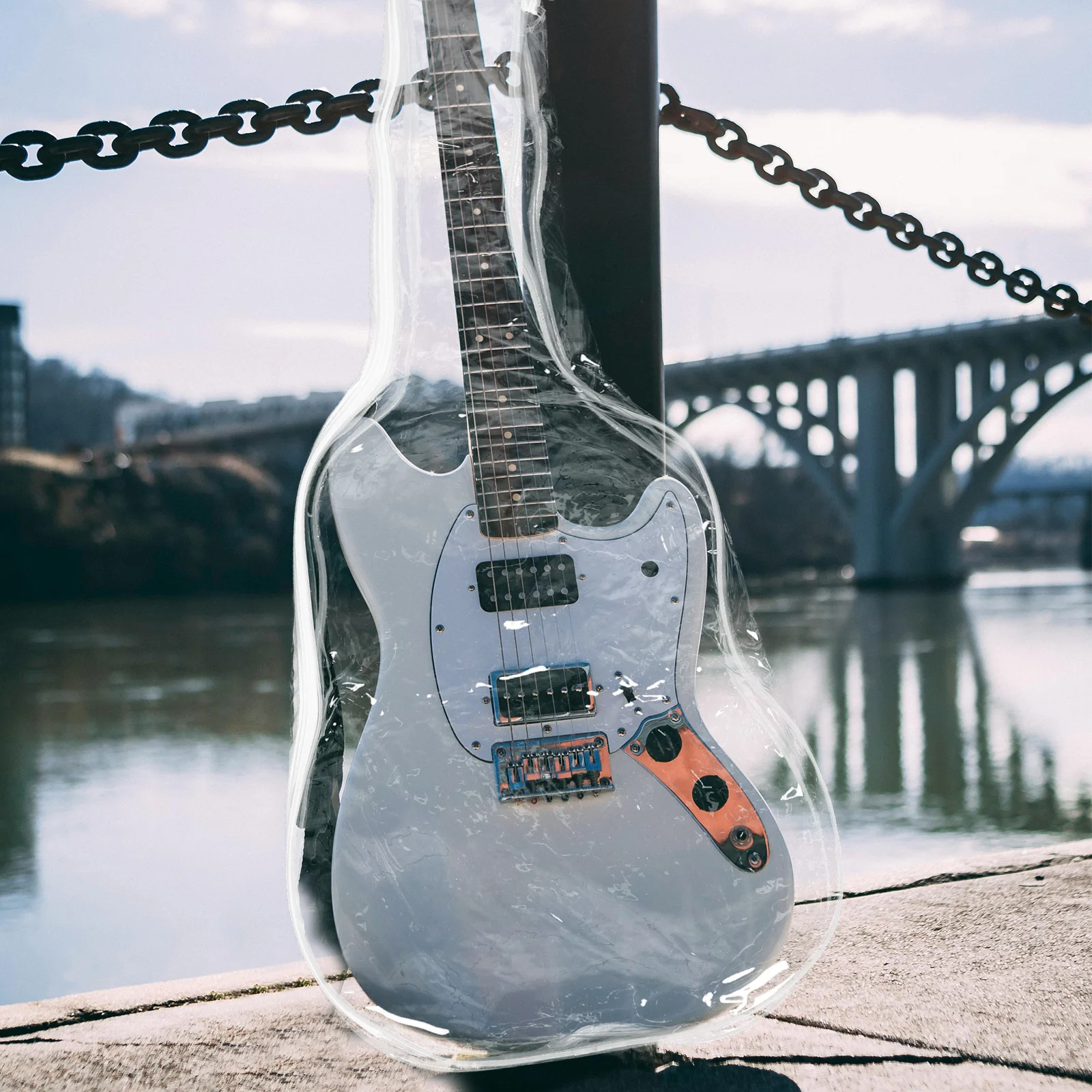 Funda protectora para guitarra eléctrica, resistente al agua, transparente, de Pvc, duradera, ligera, para instrumento de cuerda de bajo, 1 Uds.
