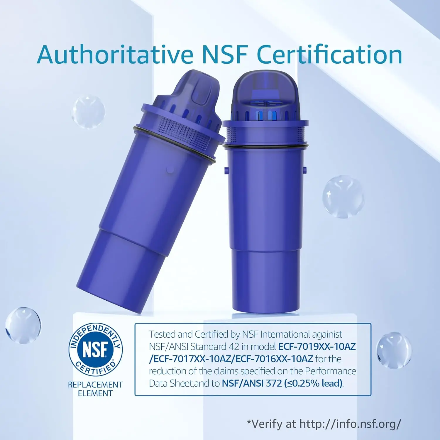 AQUA CREST CF10A Water Filter Replacement for Pur® Plus Pitcher Water Filter, CRF950Z, PPF951K, PPF900Z, PPT700, PPT111, CR1100, DS1800 and All Pur® Pitchers and Dispensers, NSF Certified, 7 Pack