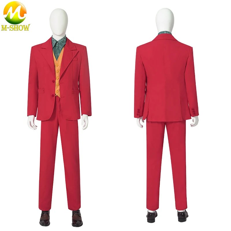 

Clown Joker Costume Red Jacket Pants Shirt Outfits Halloween Costumes Mens Carnival Party Gentleme Suit Joker Cosplay