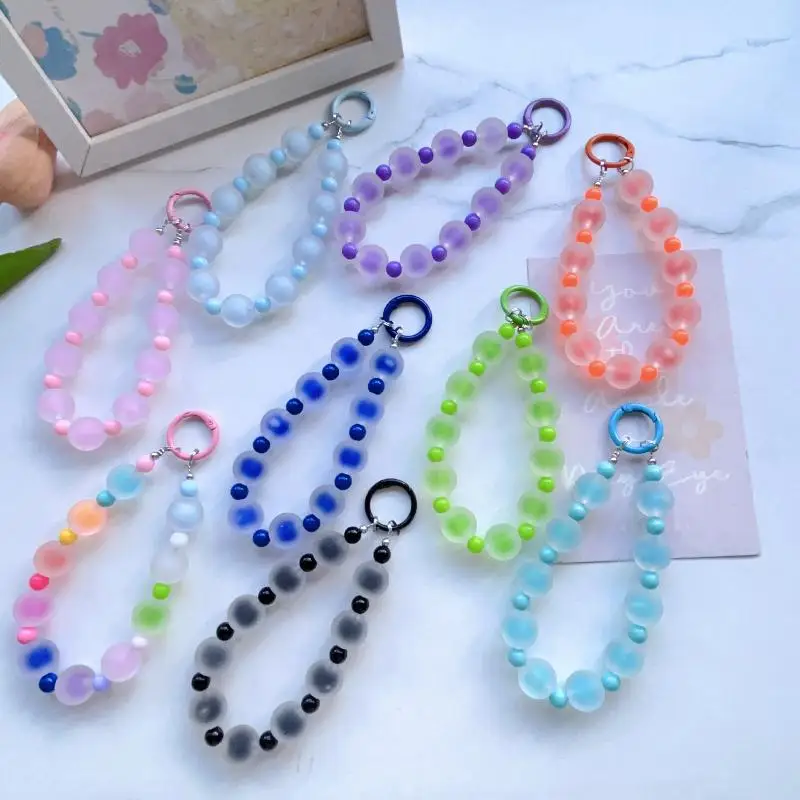 Regenbogenfarbene, mattierte Jelly-Perlen-Handyschnur, kreatives Geschenk, doppelter Verschluss, Anti-Verlust-Handgelenkschlaufe für Geburtstagsgeschenke an Freunde – Detail 6