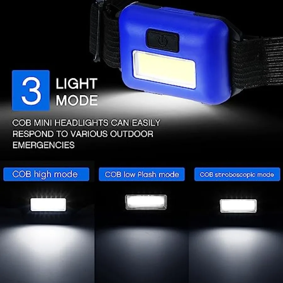 48 Pack LED Headlamp Flashlight Bright Waterproof Head Lamp Torch Cob Flood Head Light Bulk 800 lumens with 3 Modes 144 AAA Bat