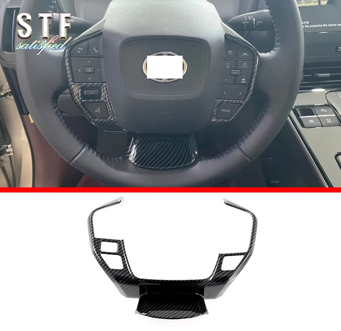 Carbon Fiber Style Interior Steering Wheel Trim Cover U Shape For Toyota Bz4x 2022 2023 Car Accessories Stickers