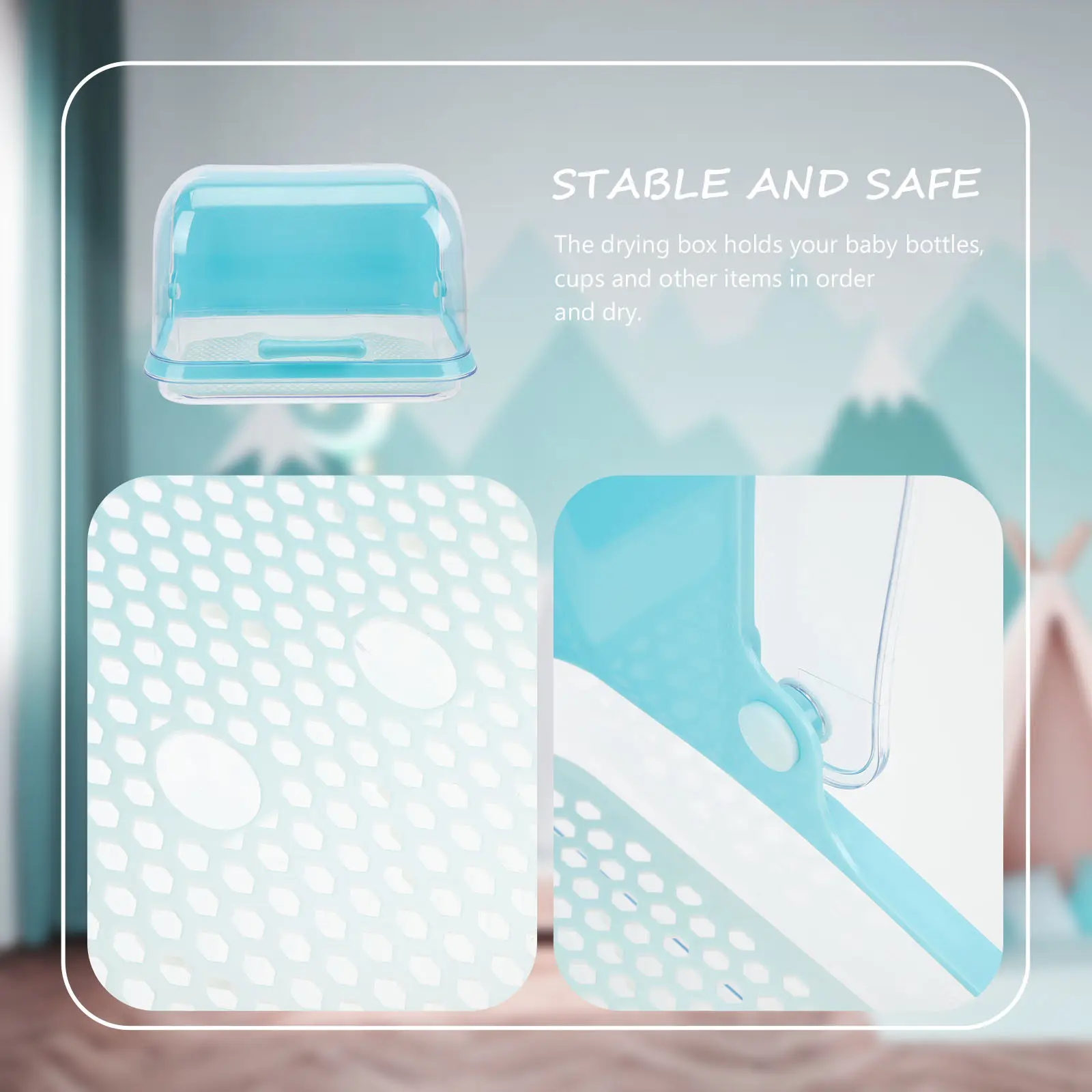 

Bottle Organizer Drying Box with Transparent Seal Lid Space Saving Storage for Bottles Cups Pacifiers Breast Pump Parts