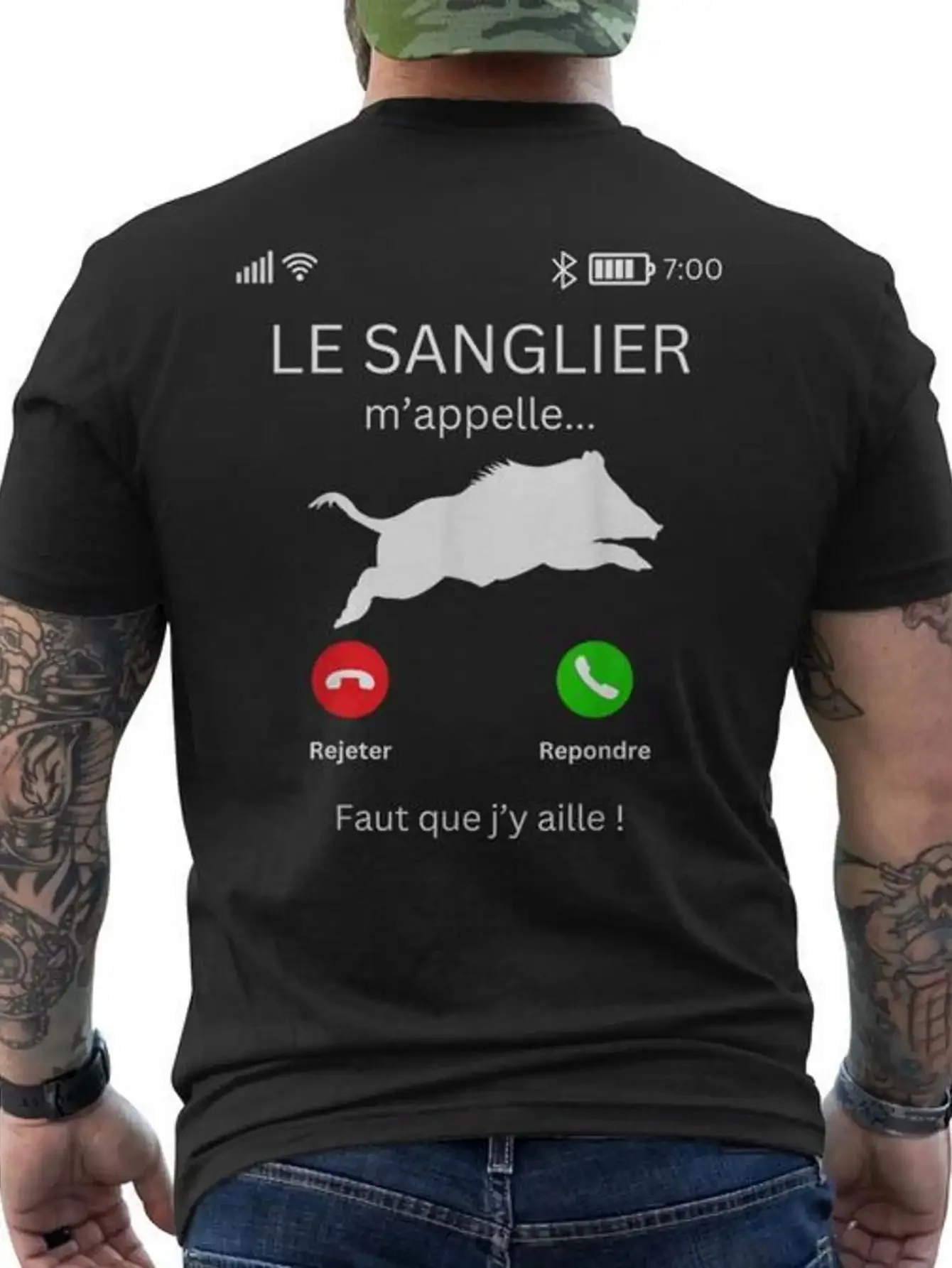 Summer Men's Pure Cotton Vintage Wild Boar Pattern T-shirt Casual Stylish Loose and Breathable Suitable for Everyday Wear