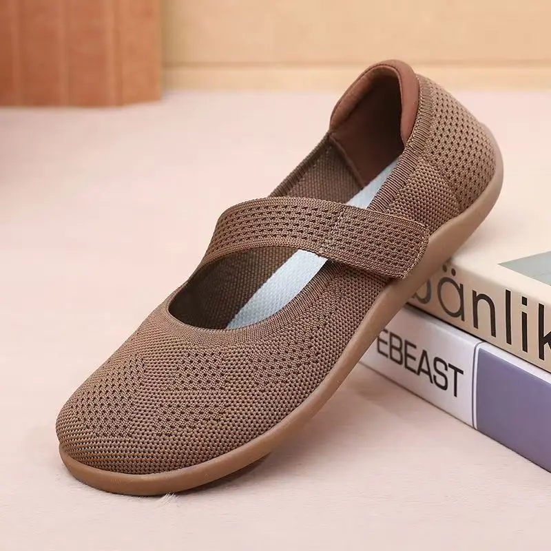 

Женские повседневные туфли больших размеров на липучке с сетчатым верхом, мягкой подошвой, легкие, дышащие, с круглым носком, для работы и прогулок для пожилых людей