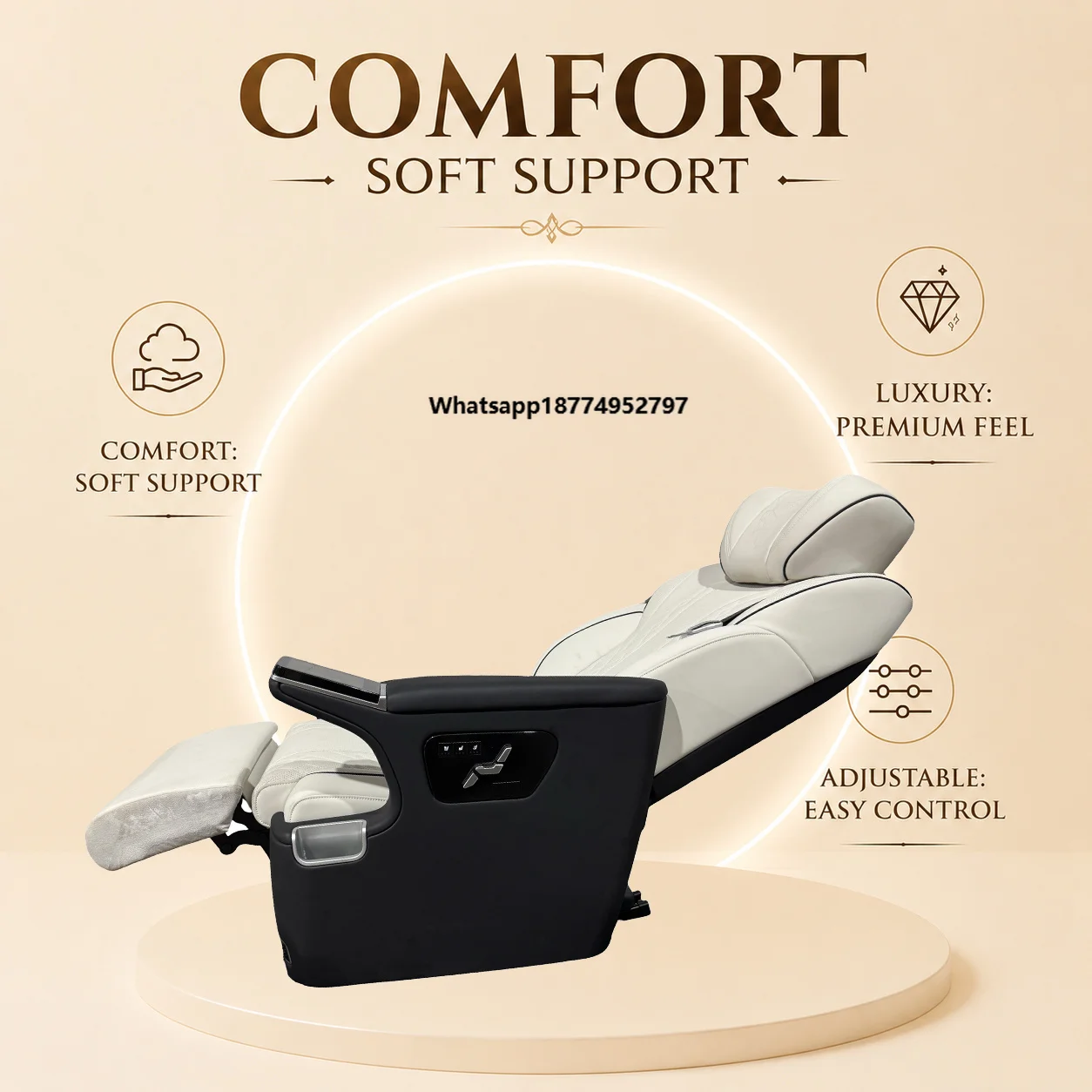 Exclusive Custom Car MPV Aviation Seat with 9 Speed Armrest Touchscreen Dual Phone Slot for Medium Vans Sienna GL8 M8