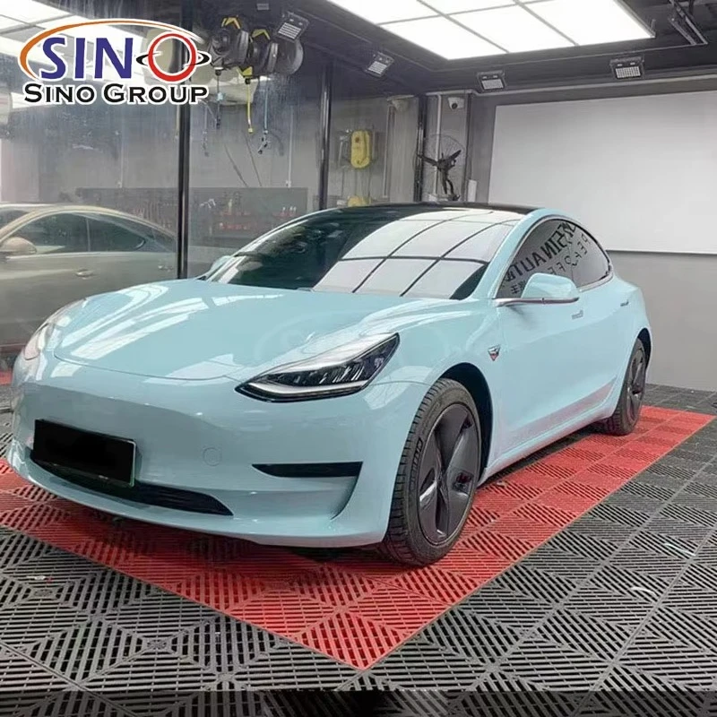 Car Vinyl High Stretchable Crystal Glacier Blue Grey Wrapping Vinyl Cars Paint protection Film