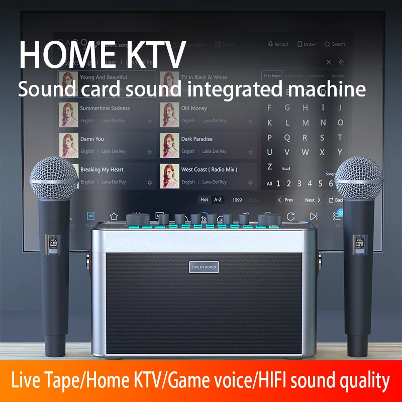 Imagem -03 - Microfone sem Fio Portátil Live Sound Card Bluetooth Speaker Integrado Máquina k Song Equipamento tv Projetor Casa Ktv Áudio