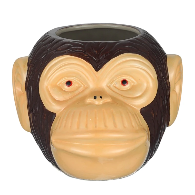 Ceramic Monkey Head Mug, Tiki Mug, Hawaii Tiki Mugs, Cocktail Cup, Wine Mug, Ceramic Tiki Mugs, Great for Drink
