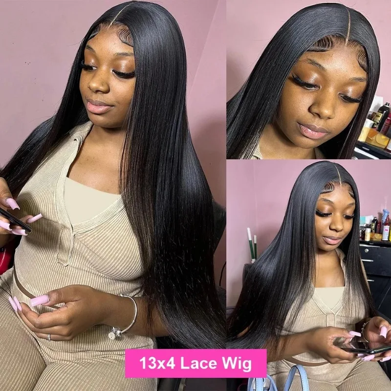 13x4 Straight HD Lace Front Wigs Human Hair Pre Plucked 180% Density Straight Frontal Wigs For Women With Baby Hair