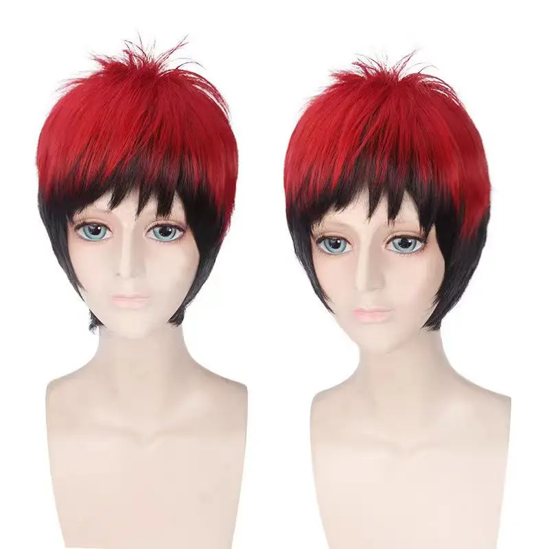Kagami Taiga Halloween Cosplay Pruik Rood en Zwart Kort Anime Haar voor Mannen Kuroko's Basketbal Hoofdpersonage