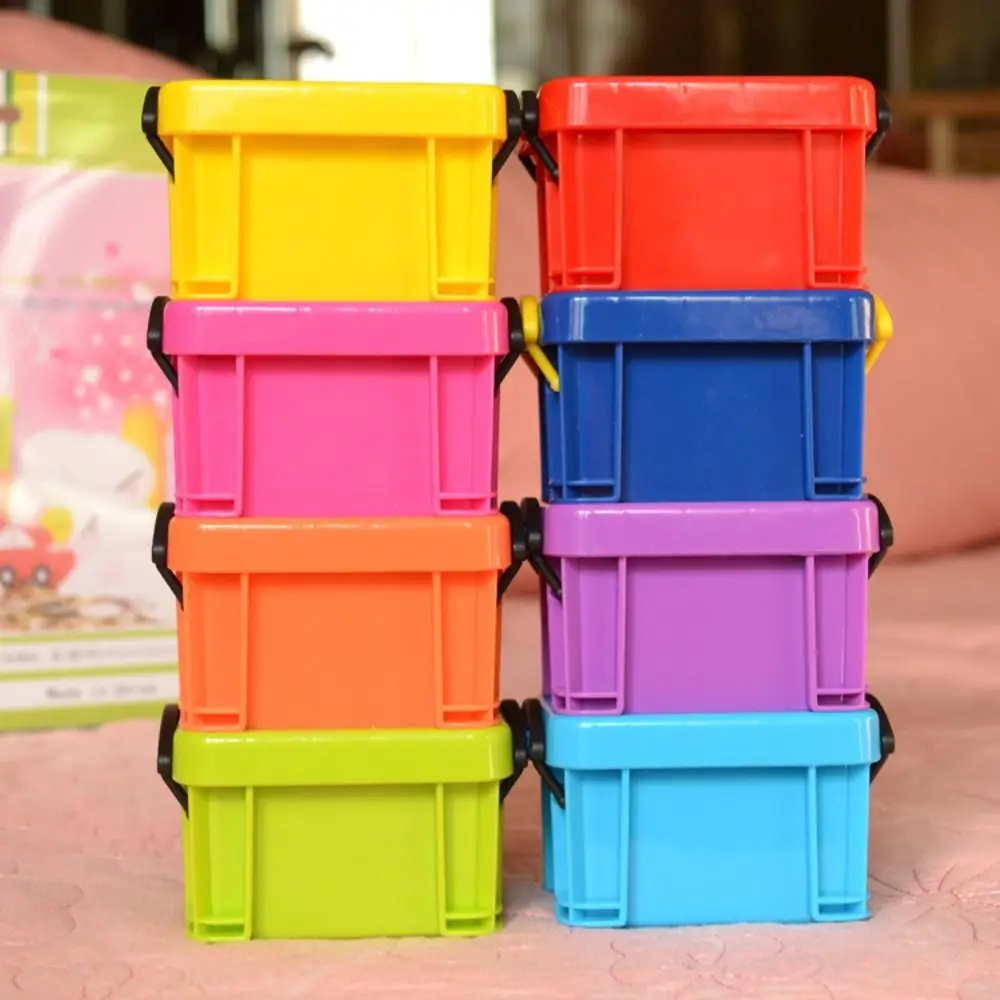 Multi-functional Mini Buckle Storage Box Minimalism Plastic Mini Storage Container Candy Color Desktop Organizer Box Stationery