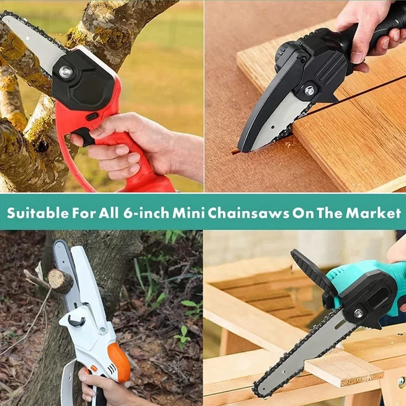 ミニポータブルチェーンソー,コードレス電気チェーンソー用の交換用ソーバー,6インチ,5個,2個