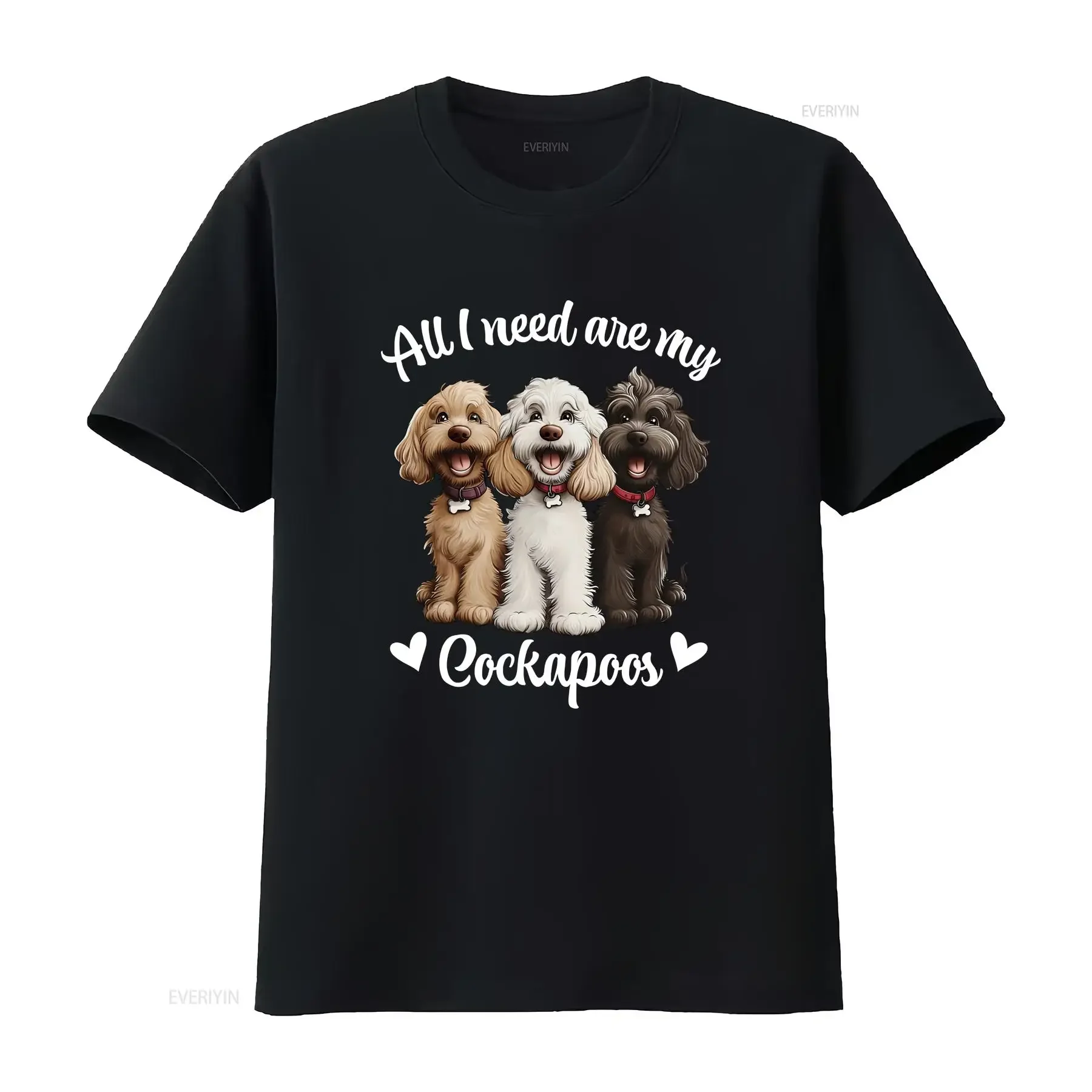 Cockapoo Trio T Shirt Dog Lover Cute Puppy Vibrant Design Pet Owner Animal Top vintage Washed fashion Casual Comfortable