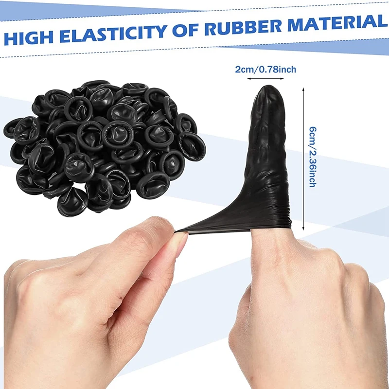 B03B-800 Pcs Disposable Latex Finger Cots Protective Fingertips Gloves Black Anti Static Finger Cots Rubber Finger Sleeves