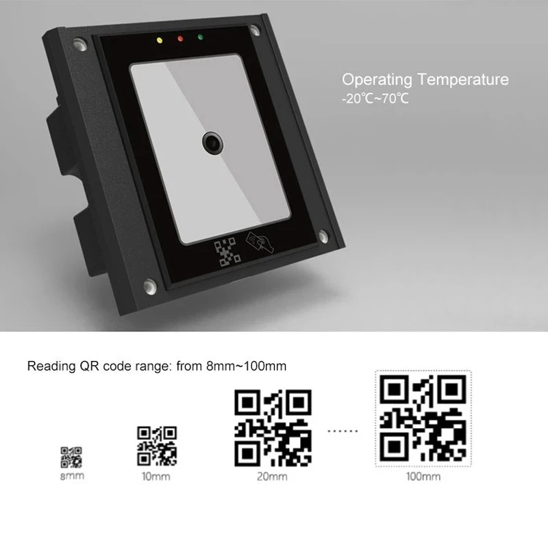 QR Code Rfid Card Reader USB TCP/IP RS485 125khz Wiegand Sensor Proximity Tempered Glass Automatic Sensing for  Access Control