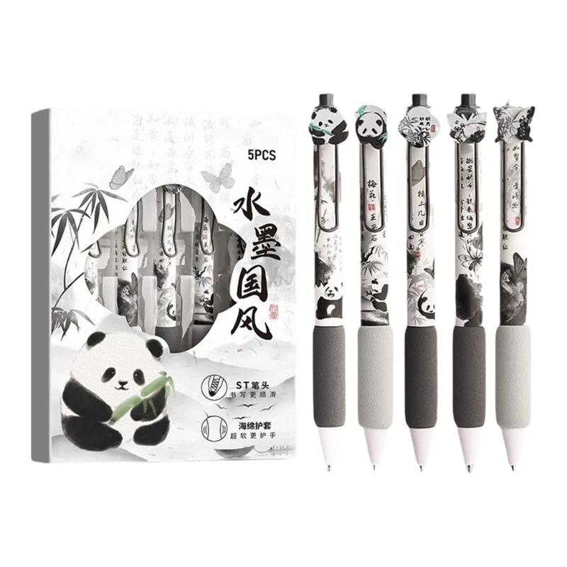 5Pcs Retractable Cartoon Gel Pen School Stationery Office Supplies for Adult