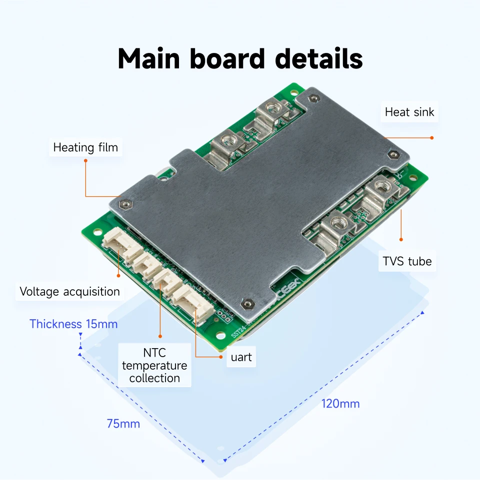 PACEex Lifepo4 BMS 12V 4S Smart BMS 100A لوح حماية البطارية المدمج في BT BMS مع توصيل سلسلة الحرارة UART #3