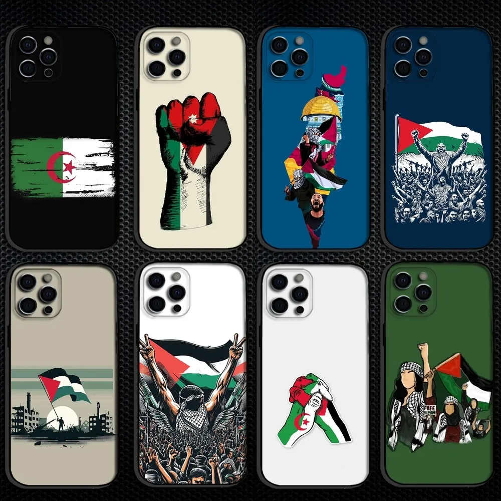 

Algeria Flag Phone Case For iPhone 16,15,14,13,12,11 Plus,Pro Max, Soft Silicone Black Cover