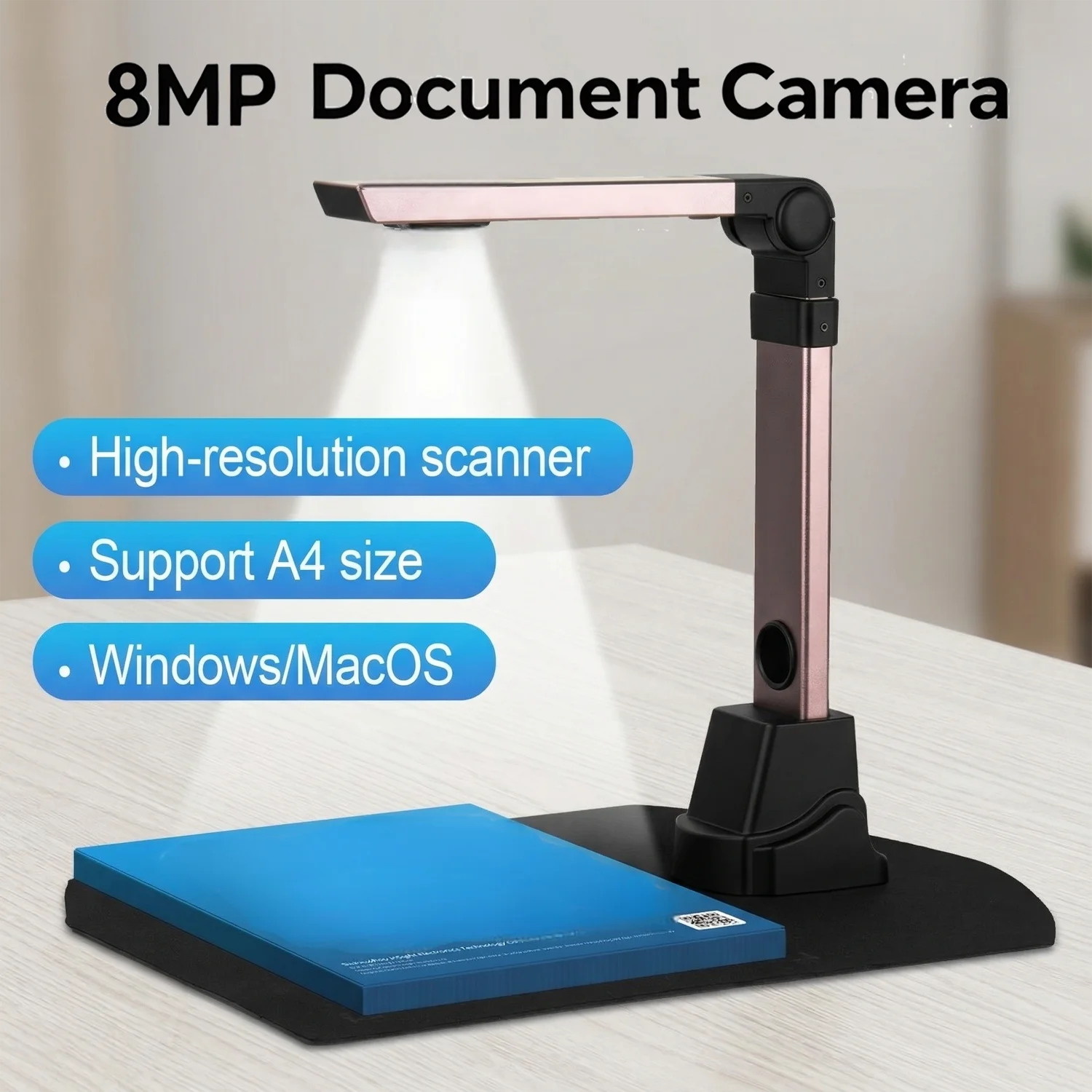 

Сканер документов формата А4, 8 мегапикселей, высокоскоростная документ-камера для Mac, Windows и Linux, OCR для почти 200 языков, программное обеспечение.