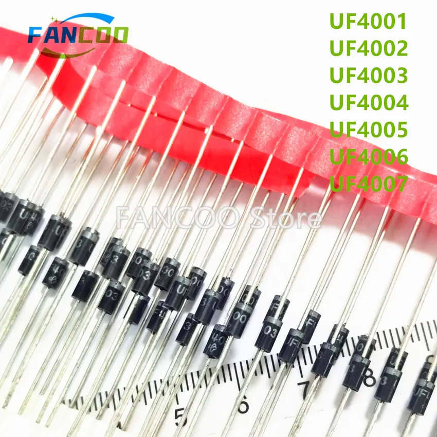 100PCS UF4001 DO-41 UF4002 UF4003 UF4004 UF4005 UF4006 UF4007 DIODES