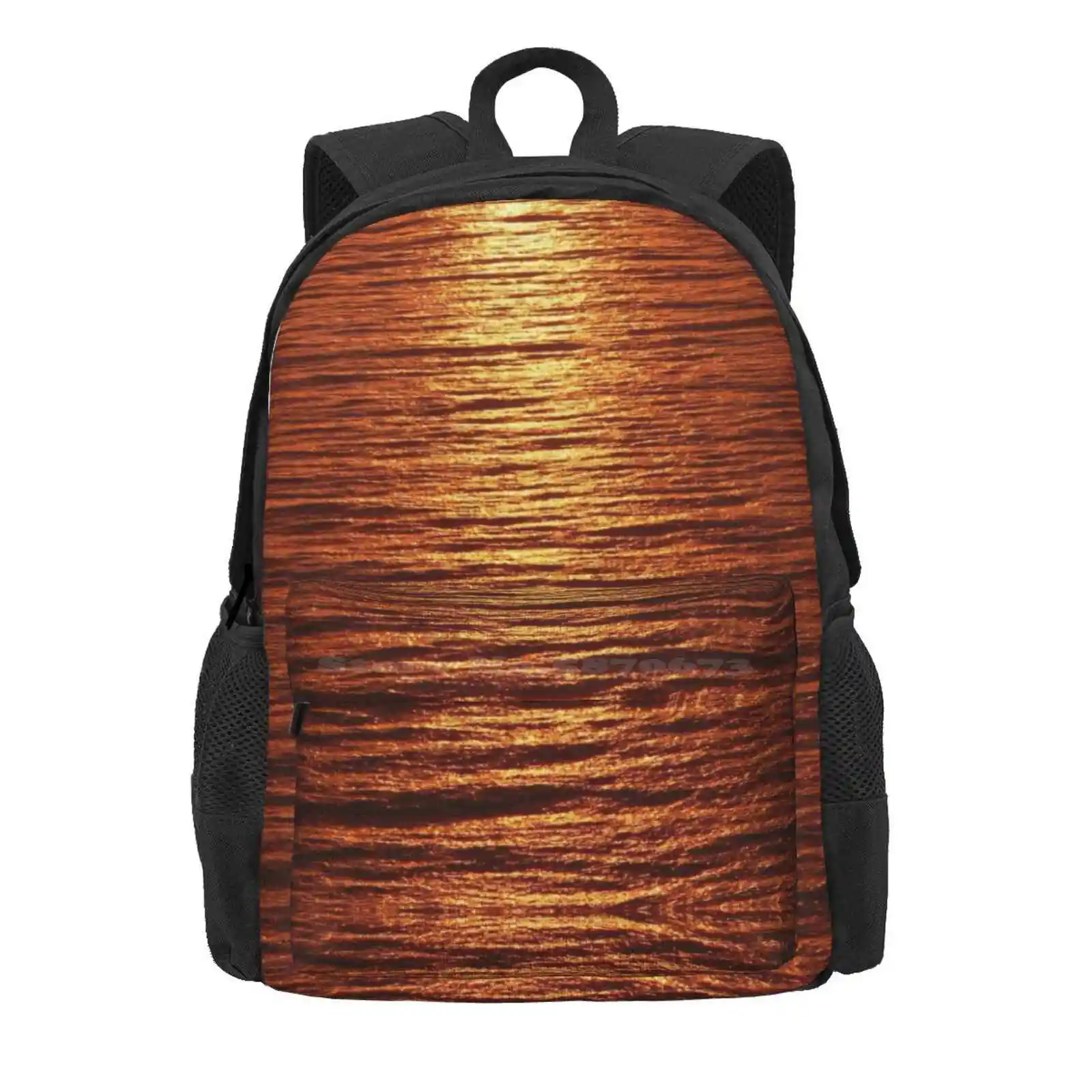 Copper Sea Hot Sale Schoolbag Backpack Fashion Bags Copper Sea Sunshine Water Summer Metal Ocean Bronze Nature View Noon