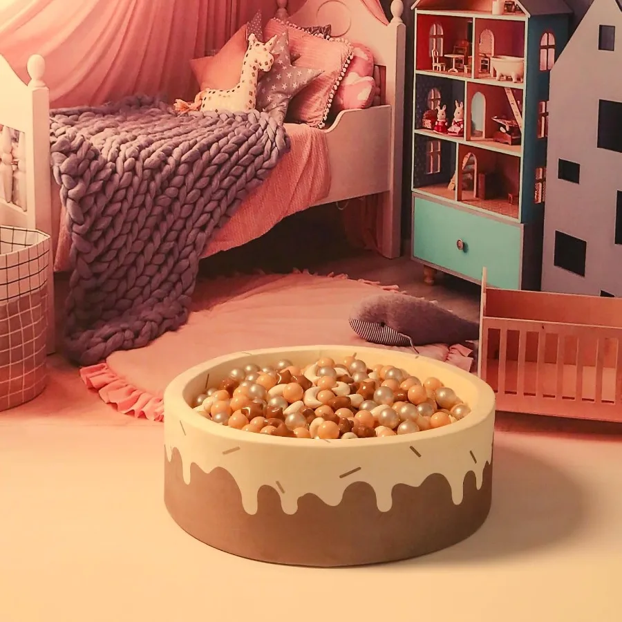 Bällebad, Bälle, Sterne, Mondformen für Kleinkinder, Spielzelt, Baby-Foto-Requisiten für Kinder, Kaffee + Beige, Cremefarben + Perlenfarben, 100 Stück