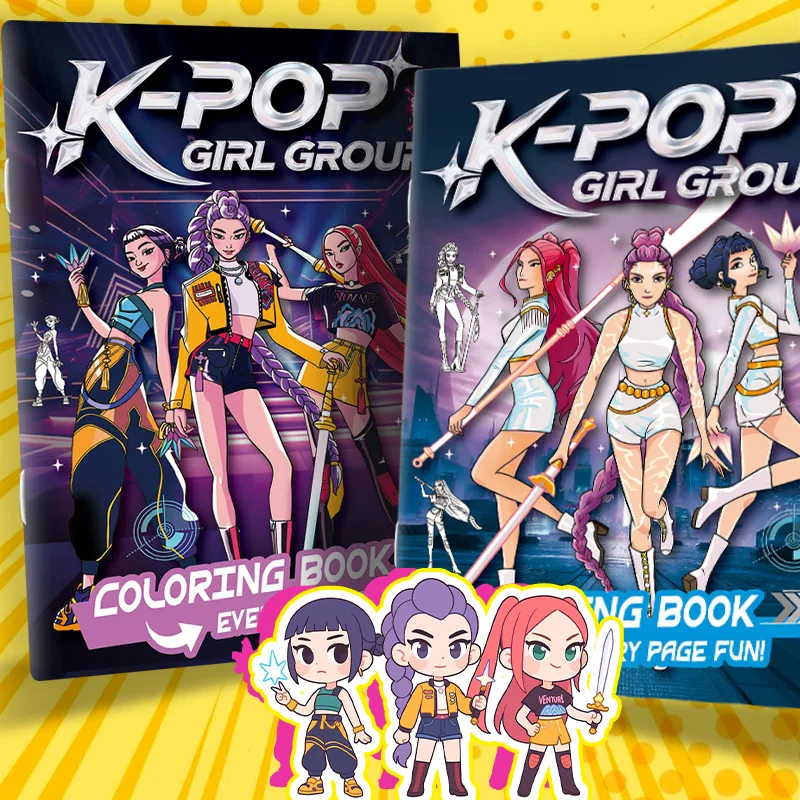 KPop شيطان هنتر كتب التلوين لطيف الكرتون تتبع الاطفال اللوحة رسم القرطاسية كتاب الإبداعية عصا أرقام هدية عيد ميلاد