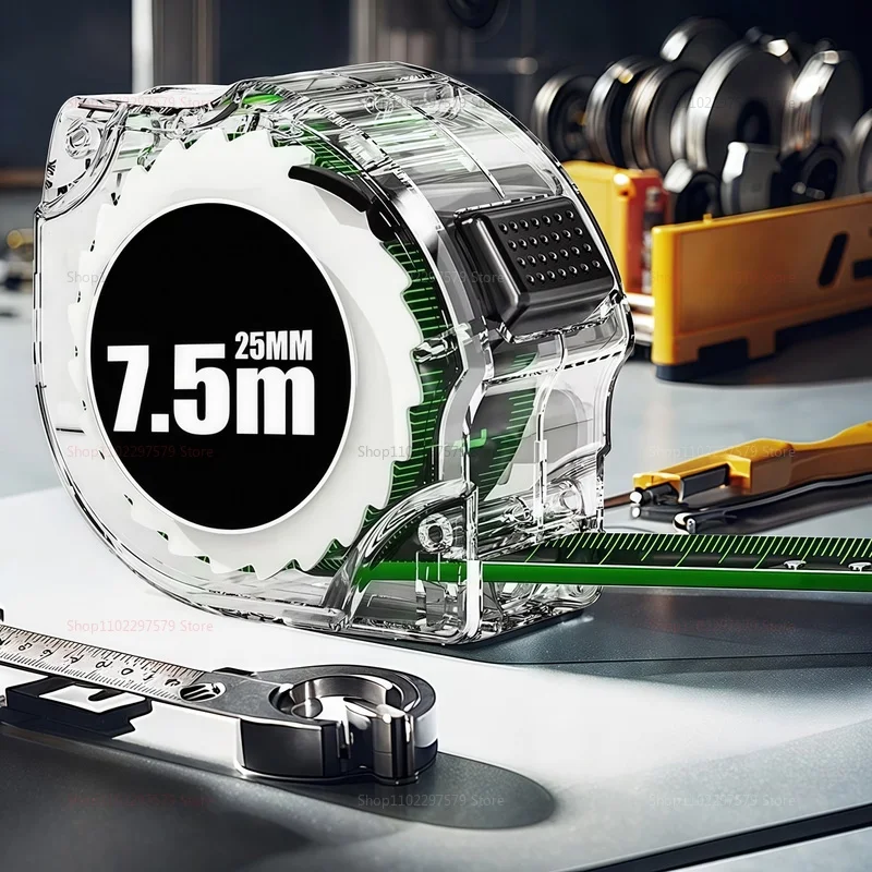 セルフロック蛍光鋼巻尺高精度レーザーインクジェットコードボックス定規測定蛍光拡大メートル定規