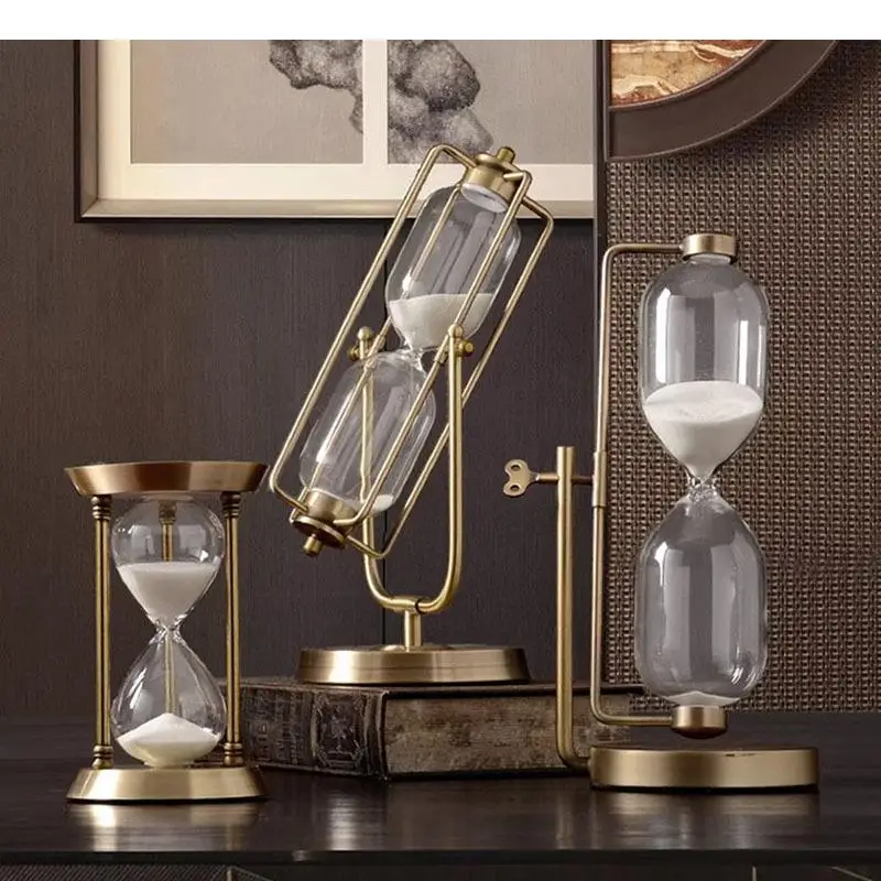 

Alloy Sandglass Metal Timing Hourglass 30 Minutes Countdown Timer Clock Golden Adornment Desktop Ornaments