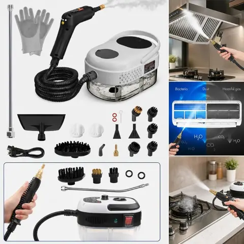 2500W High Temperature Pressure Handheld Steam Cleaner High Pressure Household Car Air Conditioner Kitchen Hood Steam Cleaning Machine Floor Cleaning