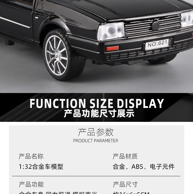 1:32 Volkswagen SANTANA High Simulation Diecast Metal Alloy Model car Sound Light Pull Back Collection Kids Toy Gifts E224