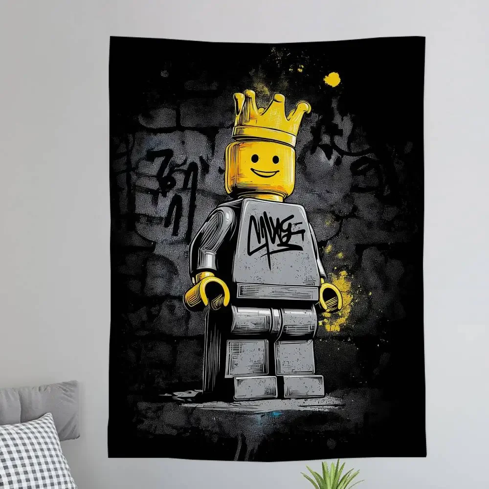Cartoon Various Occupations L-Legos Colorful Tapestry Wall Hanging Bohemian Wall Tapestries Mandala Wall Hanging Sheets