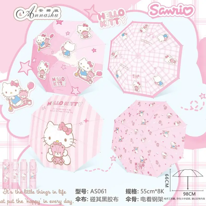 

Sanrio Cartoon Umbrella High appearance Sweet Portable Anime Kawaii Sunshade Dual-Purpose Uv Rays Three-Fold Manual Umbrella