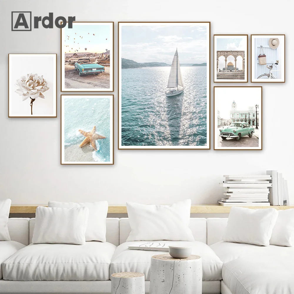 

Shell Wall Poster Starfish Painting Posters Sea Beach Print Morocco Door Art Prints Nordic Wall Art Pictures Living Room Decor