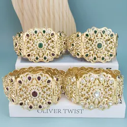 Neovisson Morocco Fashion Style Gold Color Belt Crystal Adjustable Length Caftan Belt Arabian Bridal Wedding Jewelry