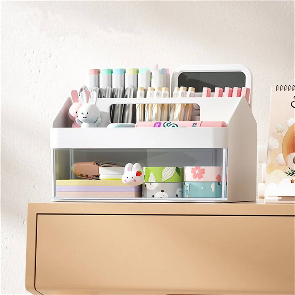 Desktop Drawer Type Storage Box Large-capacity Stationery Hand Account Storage Rack Desktop Pen Holder Simple Desk Organizer