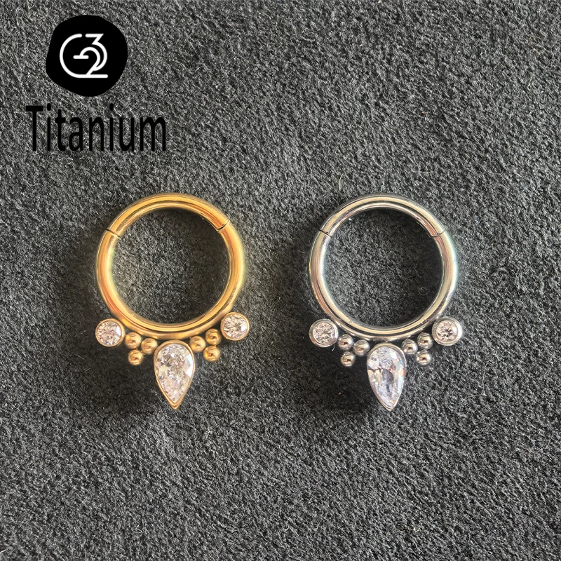 

ASTM f136 G23 Titanium Piercing Septum Hoop Nose Ring Clicker Ear Cartilage Tragus Helix Conch Piercing Body Jewelry Earring 16G