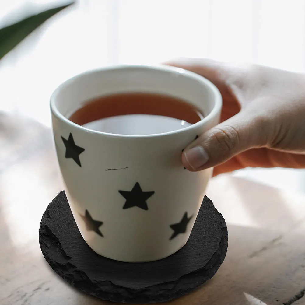

6pcs Round Coasters Non-Slip Stone Cup Pad Heat Resistant Table Protector Decorative Coaster Set For Kitchen Bar Living