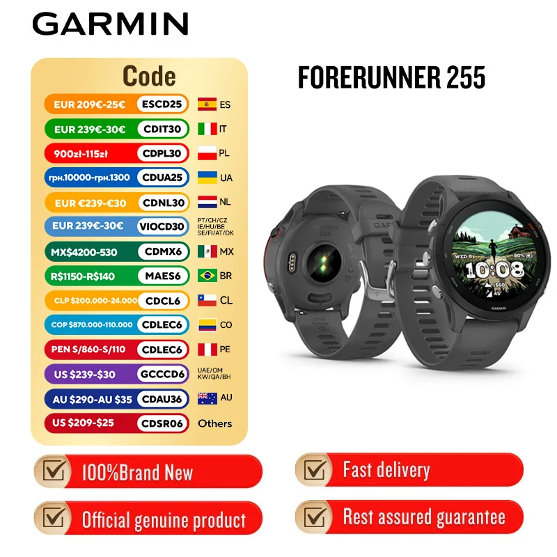 Garmin Forerunner 255 Reloj inteligente para correr, montar, natación, profesional, triatlón, maratón, entrenamiento de atletismo